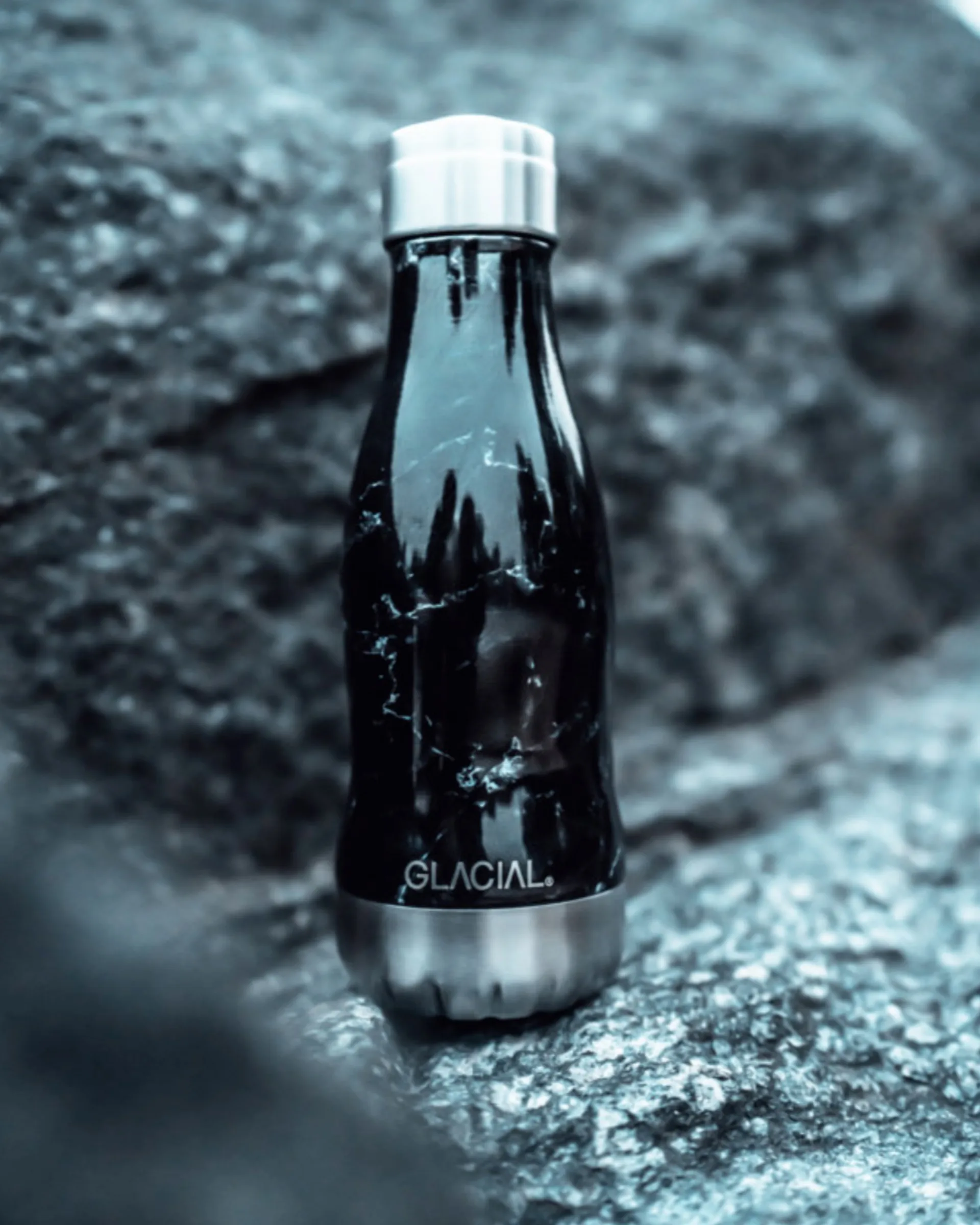 Botella de agua Glacial 280 ml, Black marble Glacial