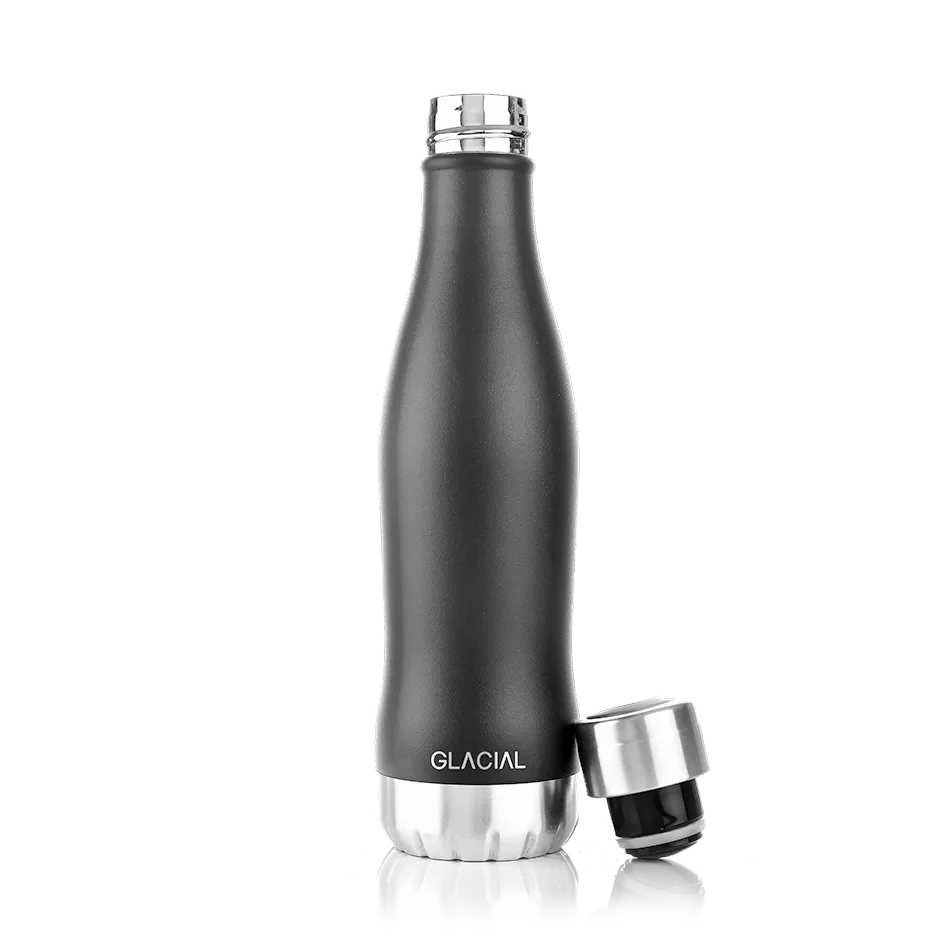 Botella de agua Glacial 400 ml, Matte black Glacial