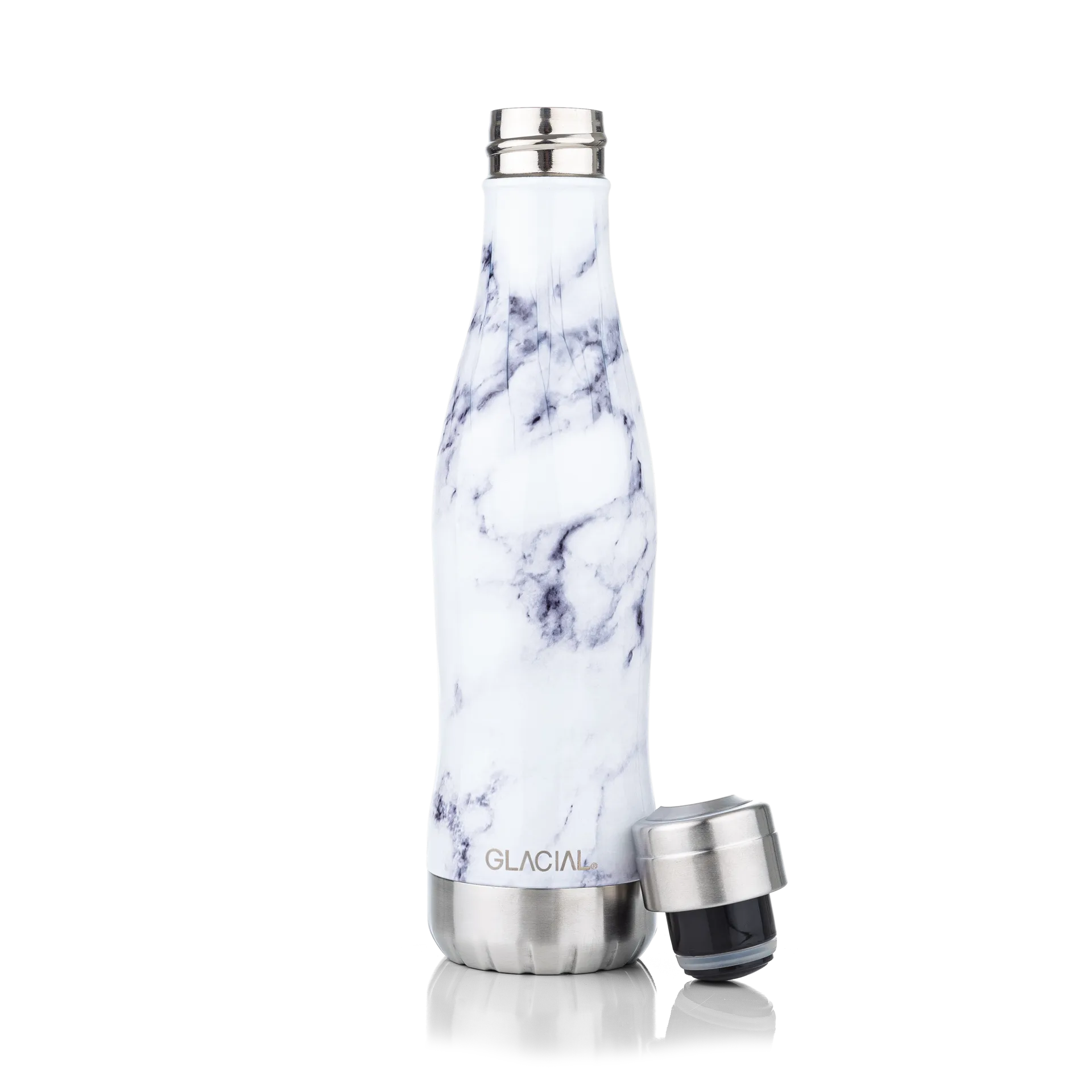 Botella de agua Glacial 400 ml, White marble Glacial