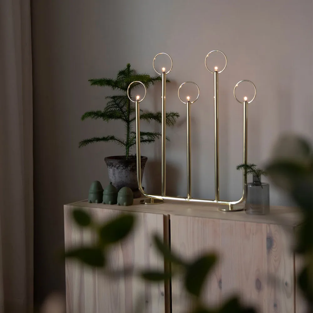 Candelabro de Adviento Natale 5, Blanco Globen Lighting
