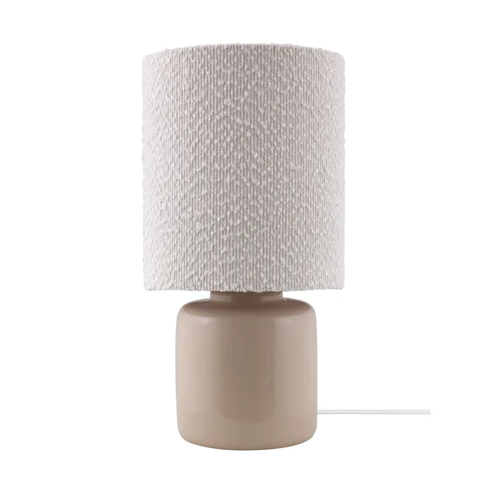 Lámpara de mesa Florian - Blanco bouclé/beige, Ø20 × 39 cm - Globen Lighting