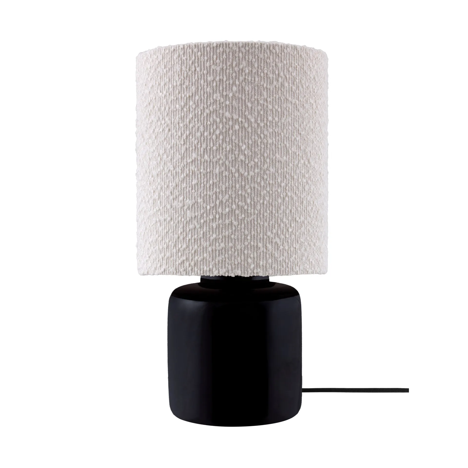 Lámpara de mesa Florian, Blanco bouclé/negro, Ø20x39 cm Globen Lighting