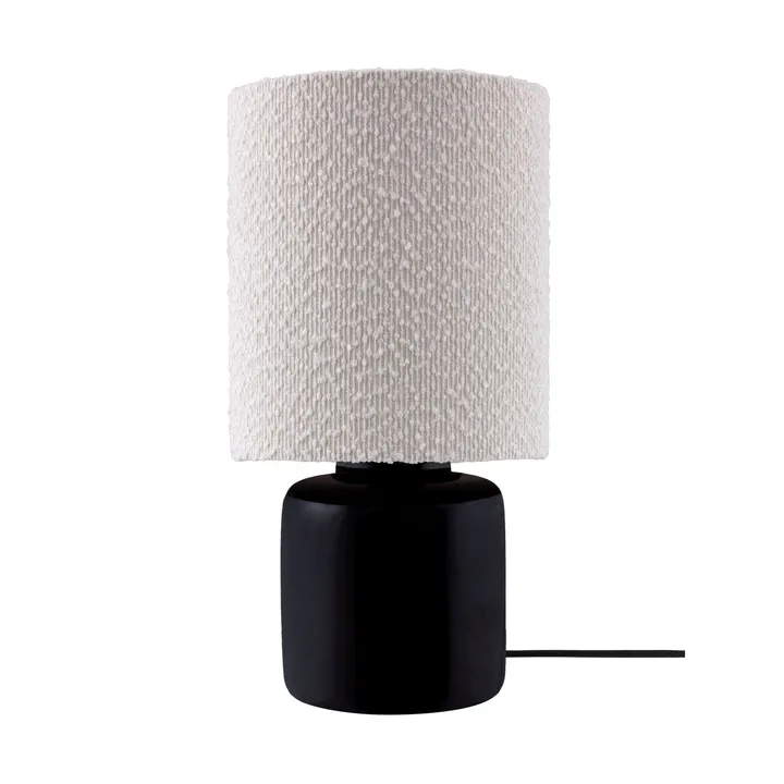 Lámpara de mesa Florian - Blanco bouclé/negro, Ø20x39 cm - Globen Lighting