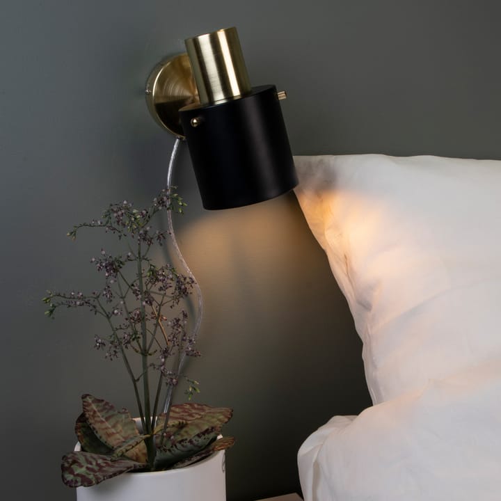 Lámpara de pared Clark 1 latón cepillado - negro - Globen Lighting