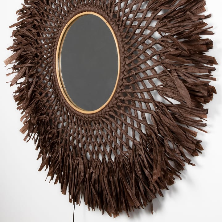 Lámpara de pared con espejo Boho Ø90 cm, marrón Globen Lighting