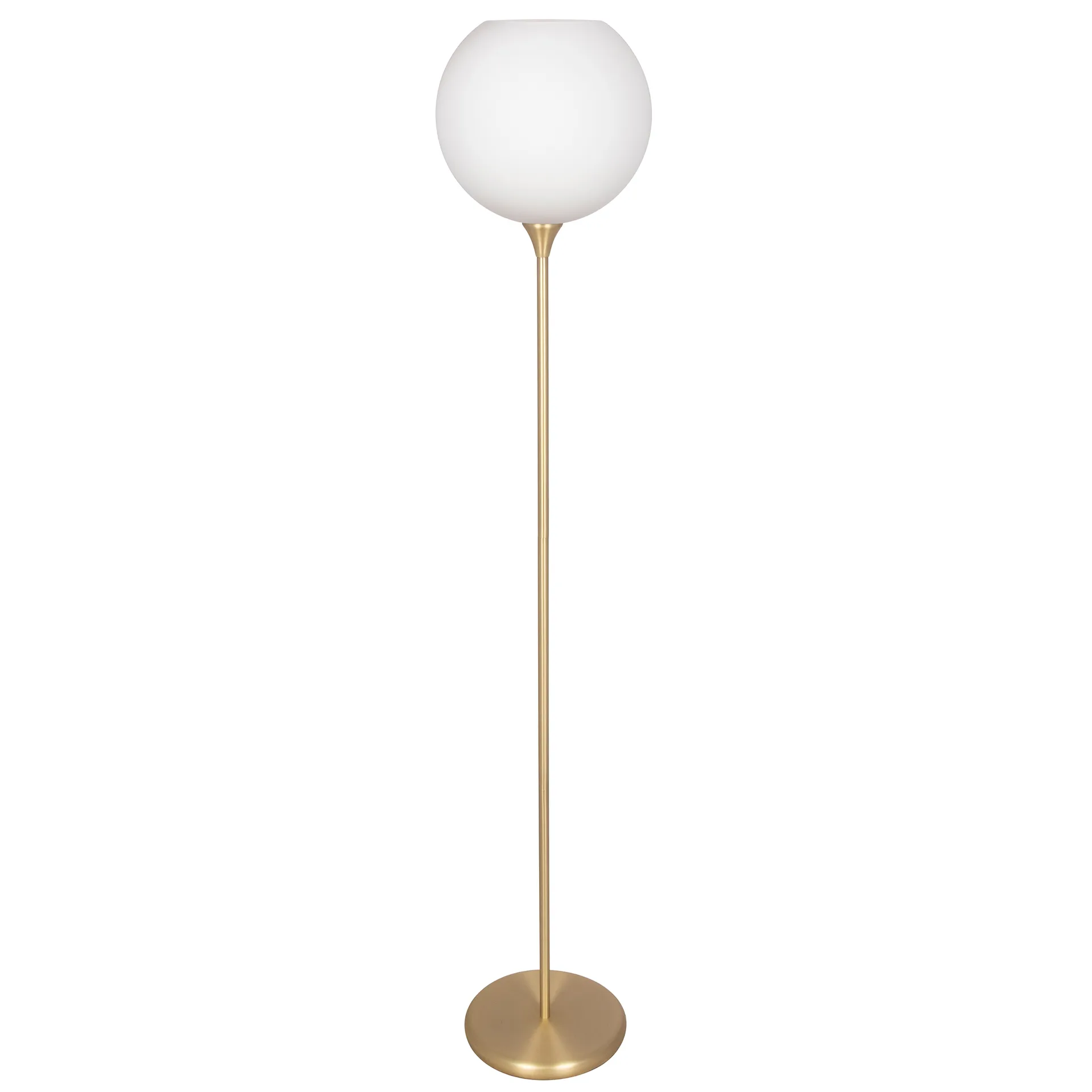 Lámpara de pie Bowl vidrio opal, latón cepillado Globen Lighting
