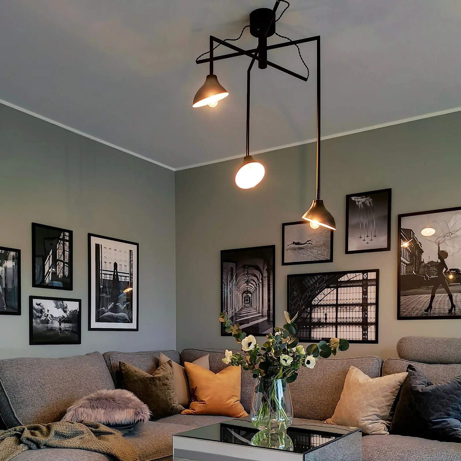 Lámpara de techo Shift 3, negro Globen Lighting