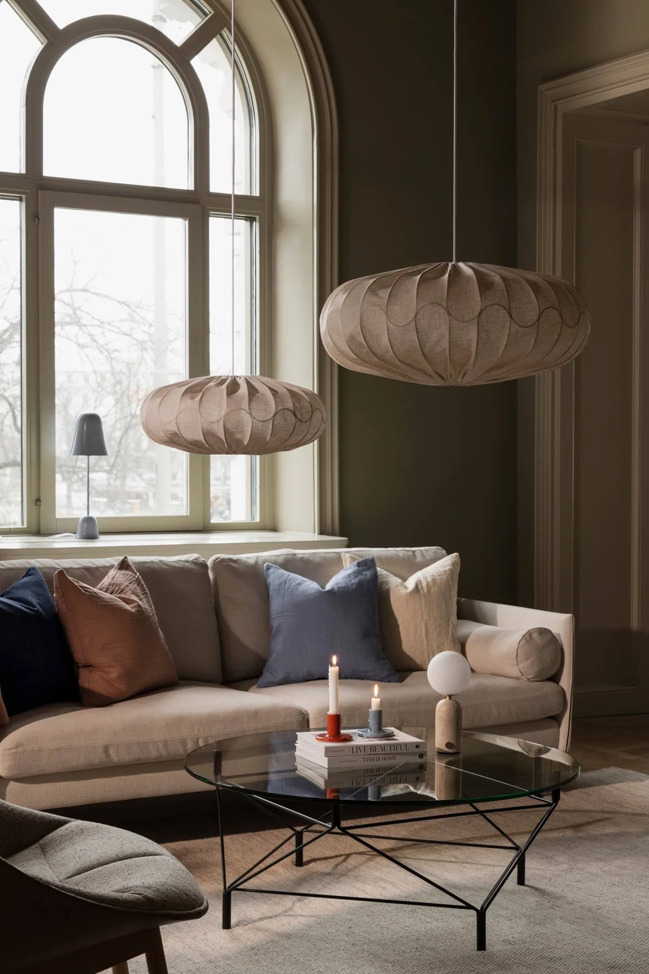 Pantalla de lámpara Bladverk Ø50 cm, Beige Globen Lighting