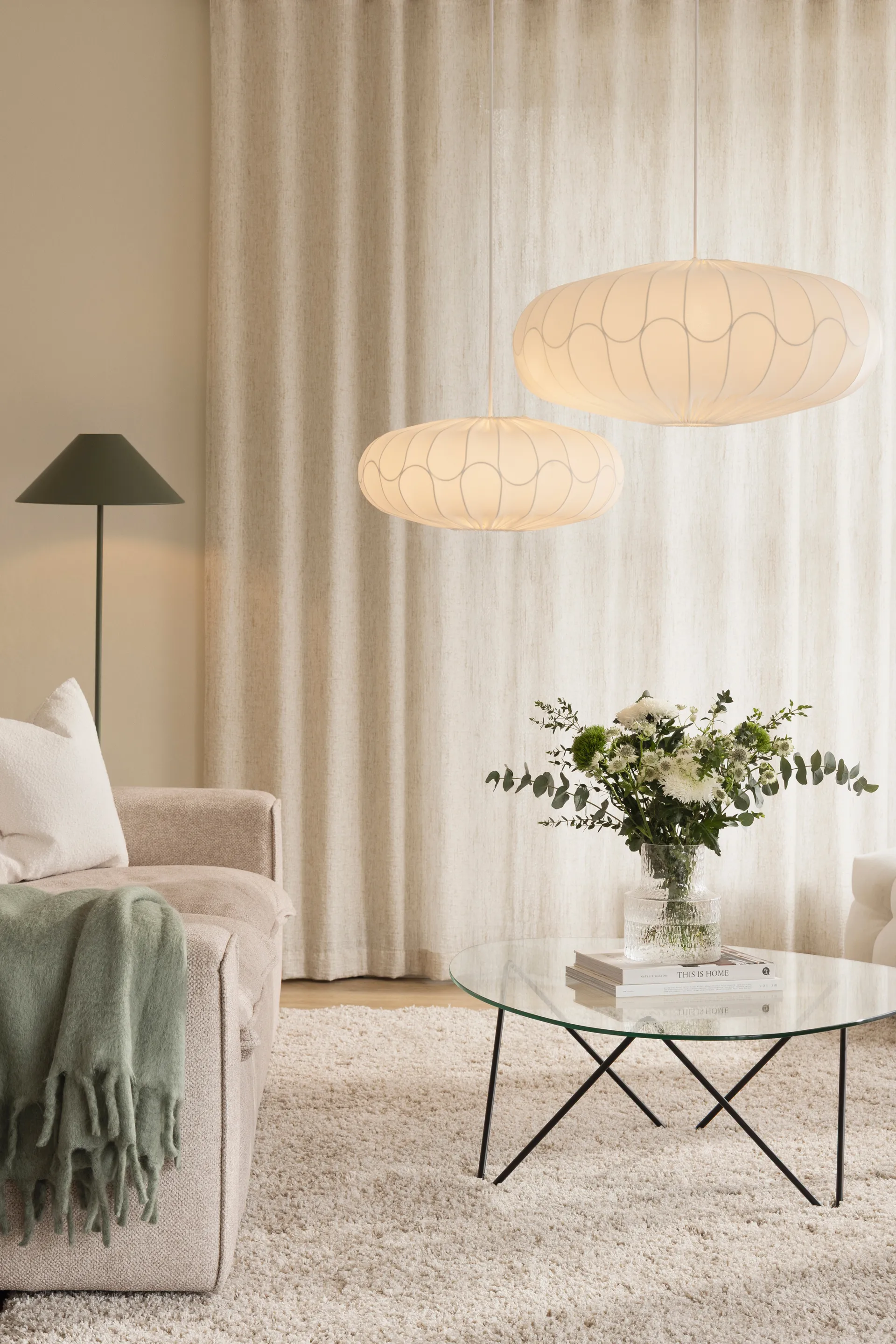 Pantalla de lámpara Bladverk Ø50 cm, Blanco Globen Lighting