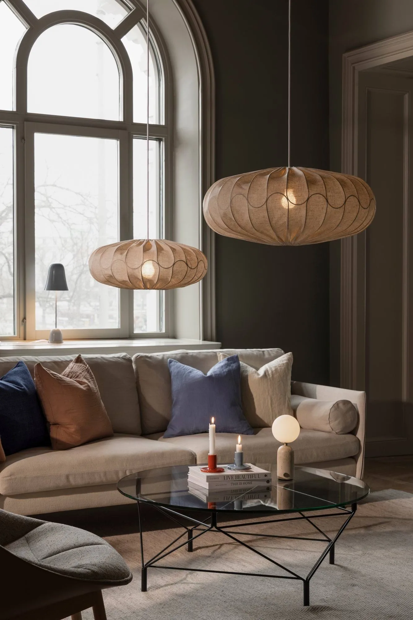 Pantalla de lámpara Bladverk Ø70 cm, Beige Globen Lighting