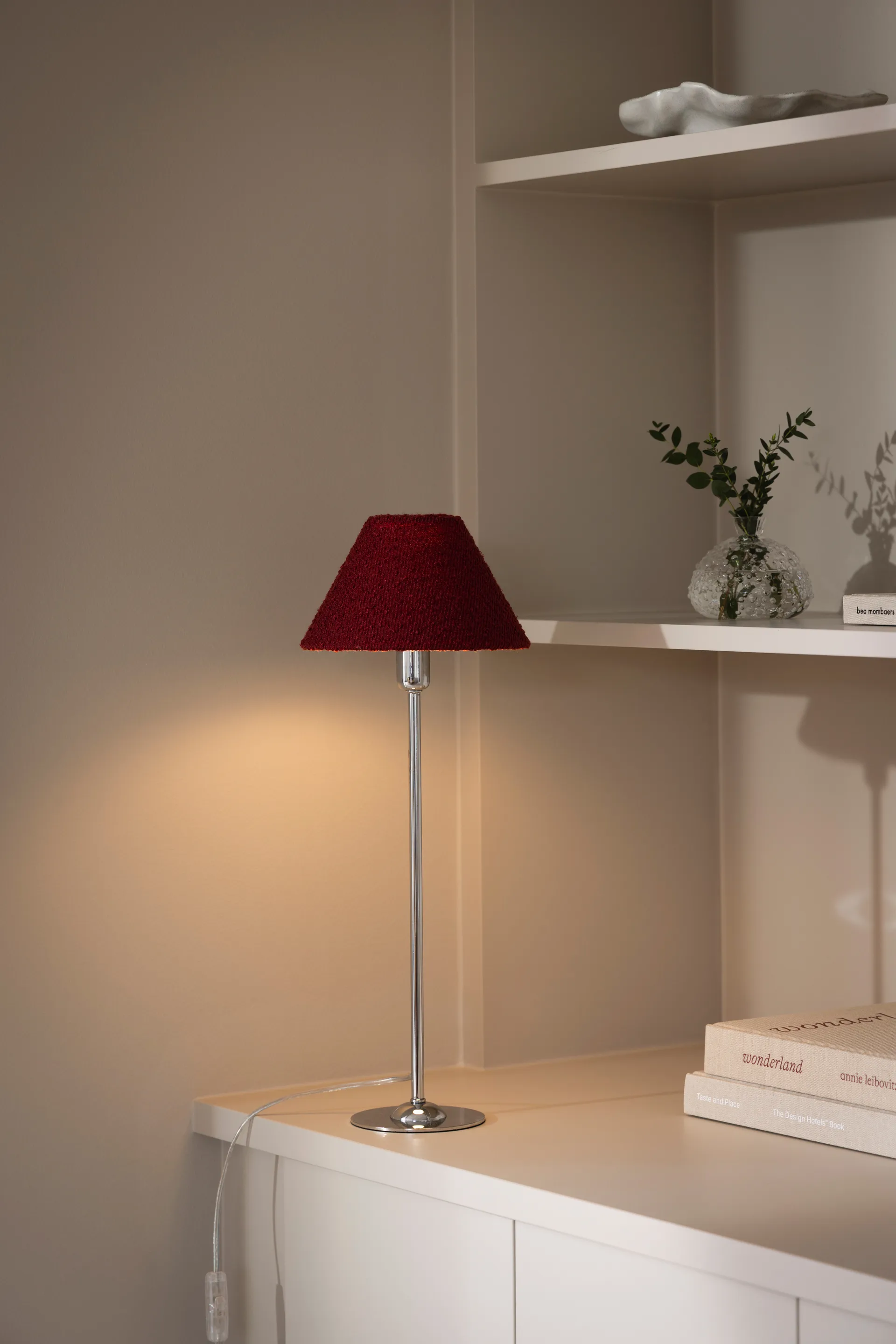 Pantalla de lámpara Iris 20, Bouclé burdeos Globen Lighting