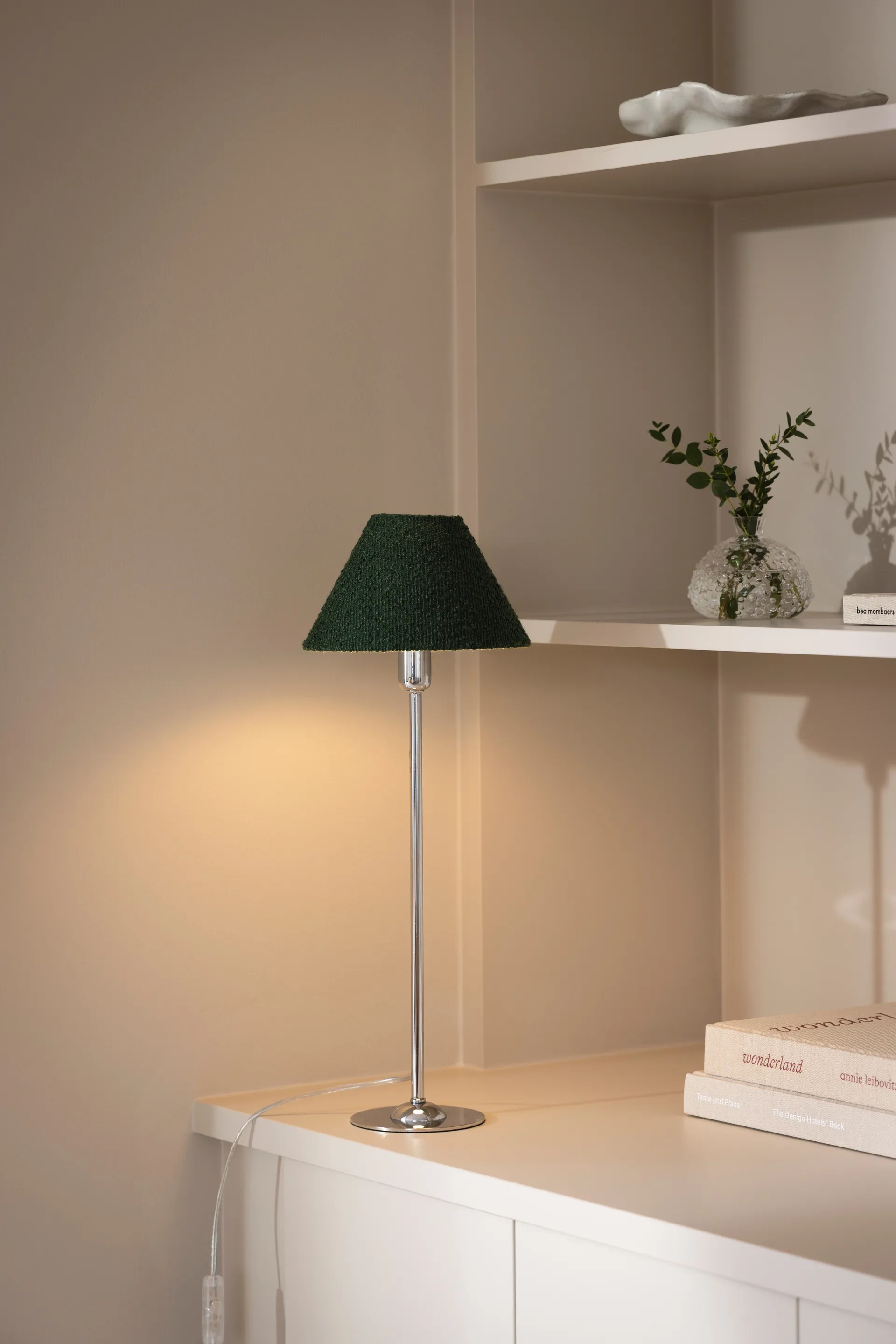 Pantalla de lámpara Iris 20, Bouclé musgo verde Globen Lighting