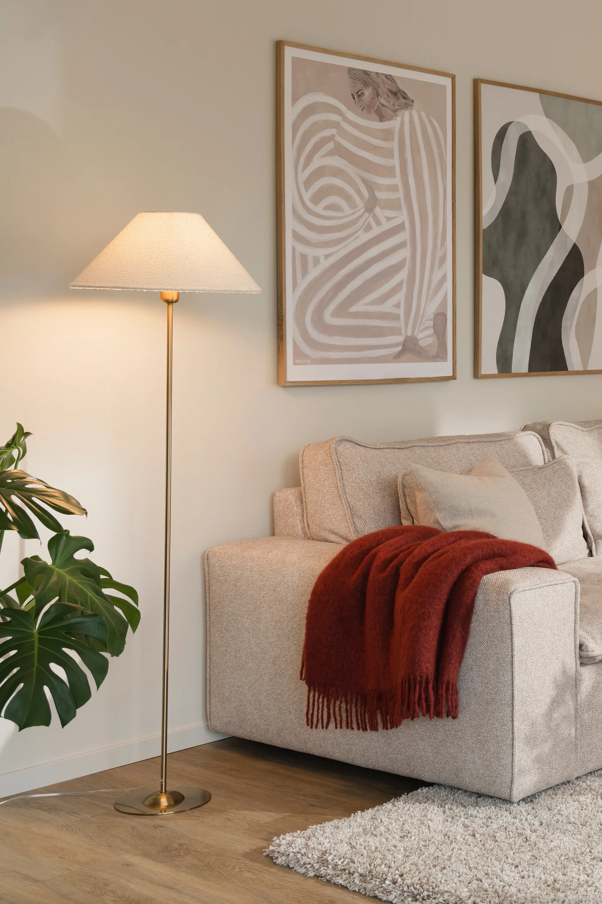 Pantalla de lámpara Iris 45, Bouclé blanco Globen Lighting