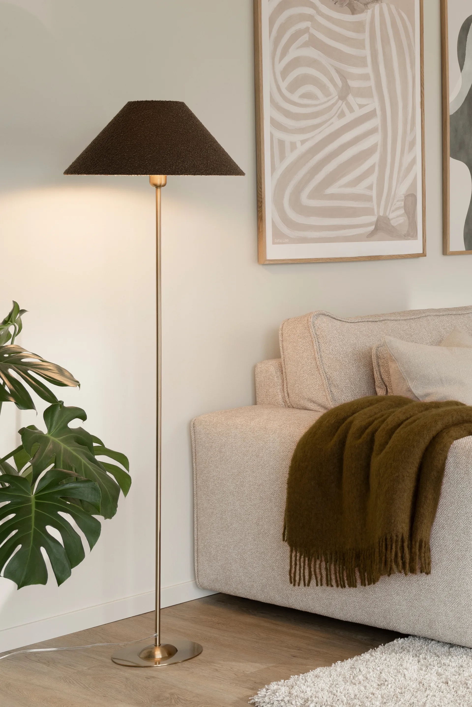 Pantalla de lámpara Iris 45, Bouclé mocha Globen Lighting