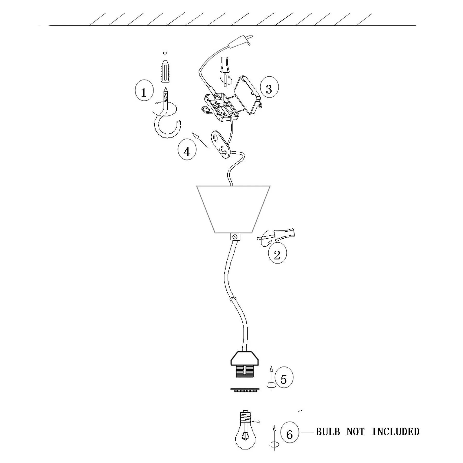 Suspensión de lámpara interior IP20, negro-transparente Globen Lighting