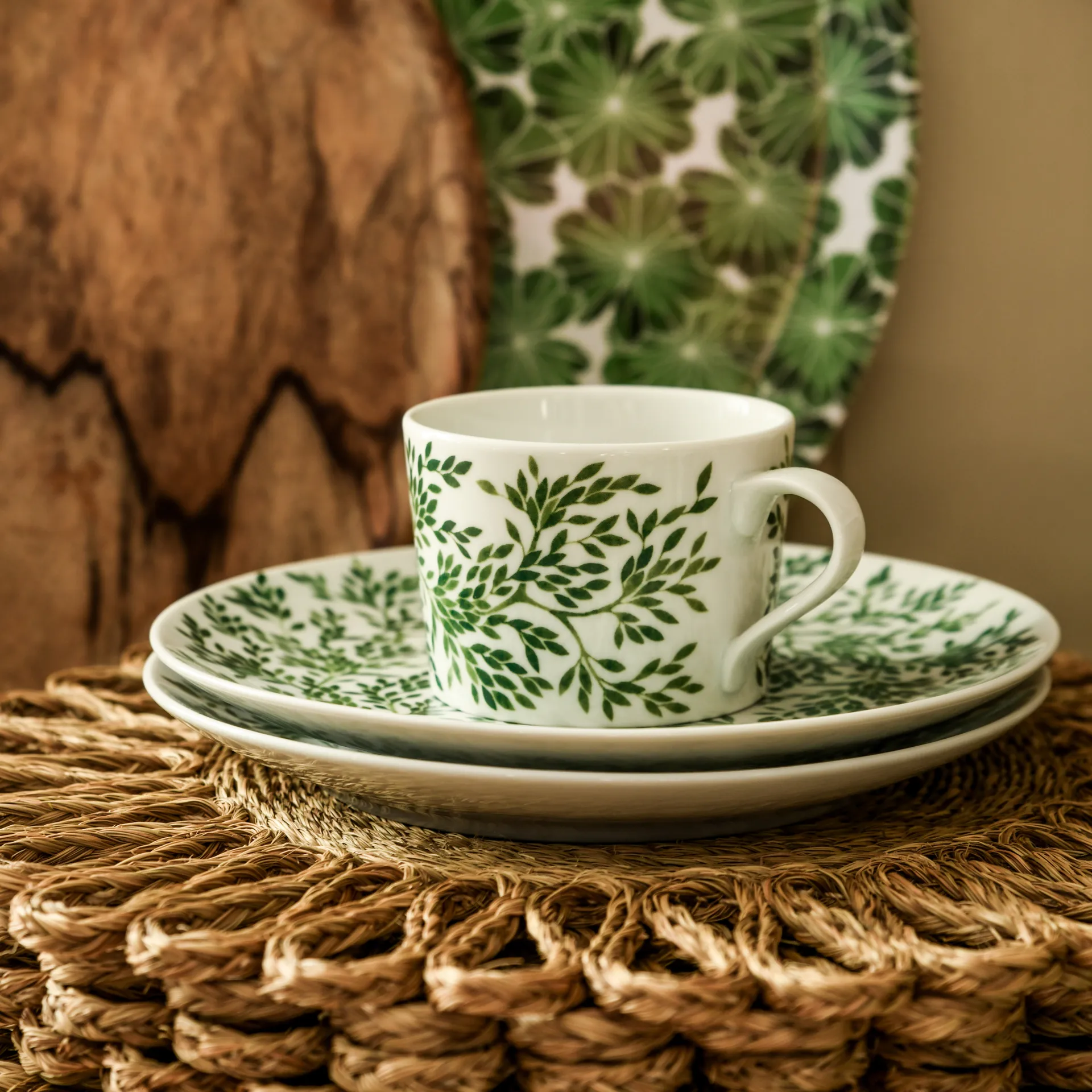 Plato de postre Botanica Myrten Ø21, Verde Götefors Porslin