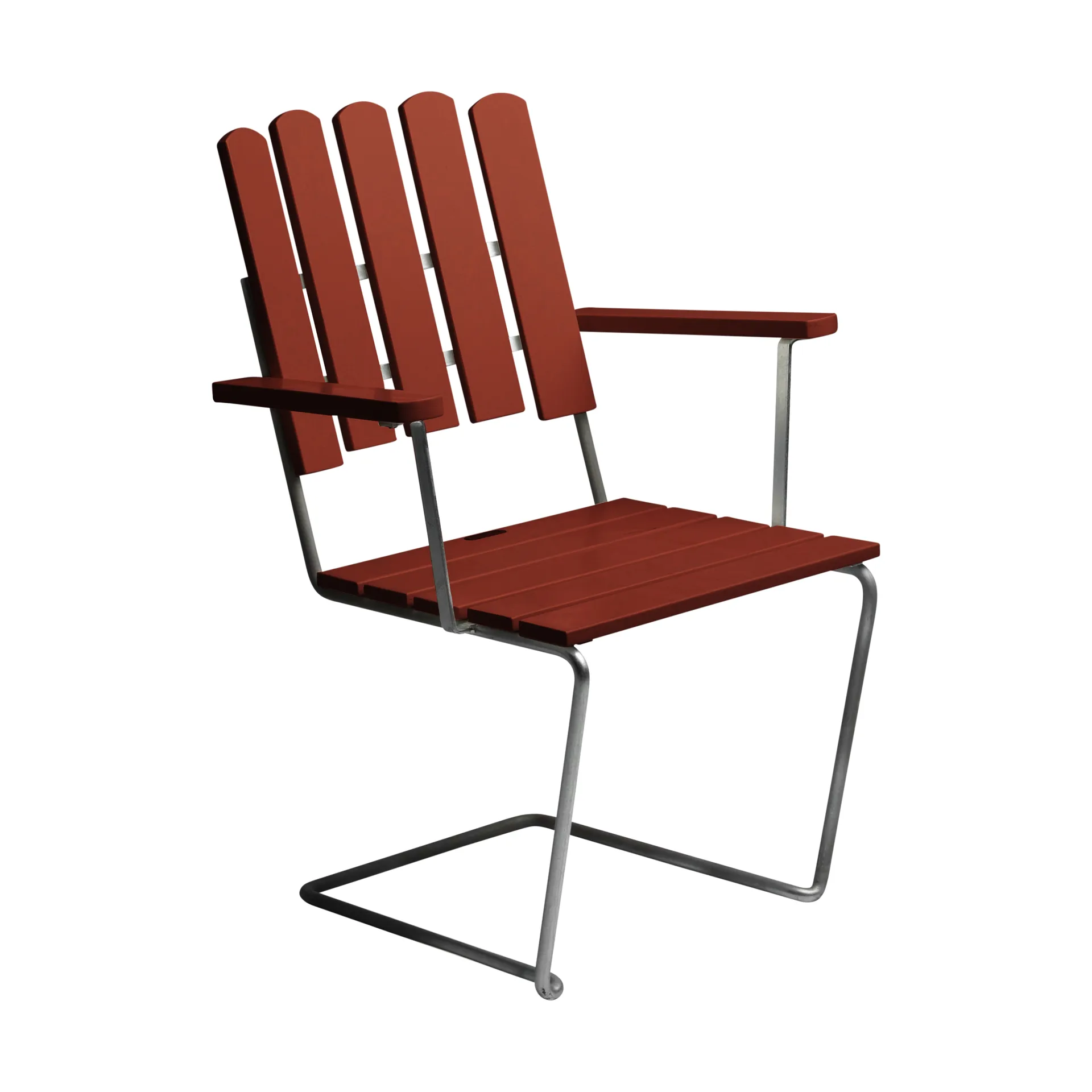 Butaca A2, Roble lacado en rojo oscuro - estructura galvanizada en caliente Grythyttan Stålmöbler