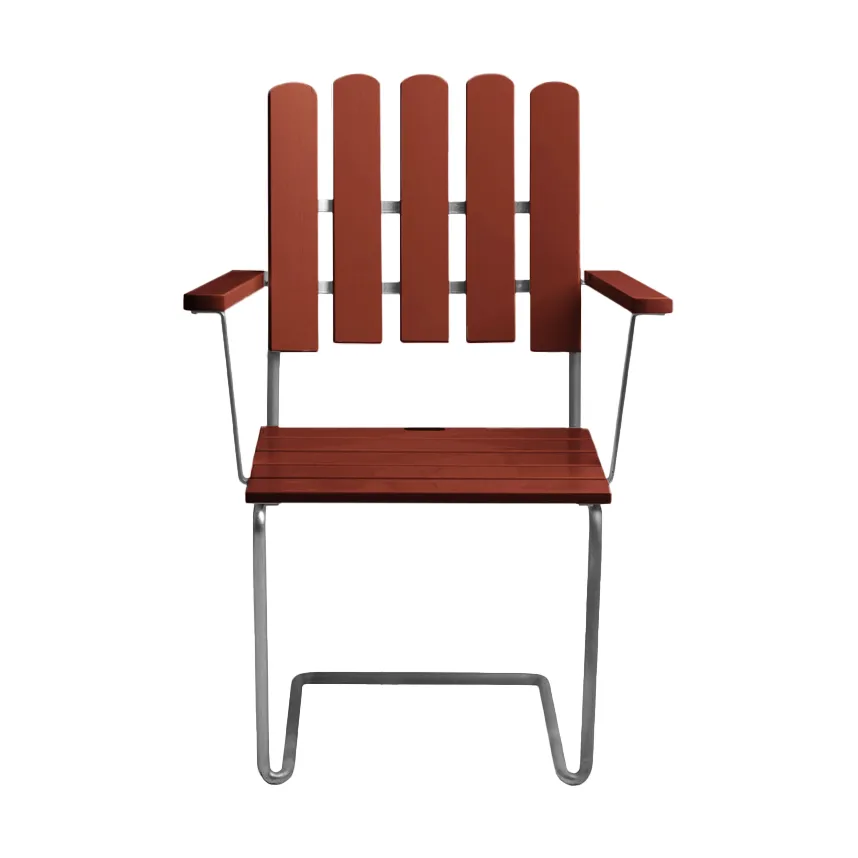 Butaca A2, Roble lacado en rojo oscuro - estructura galvanizada en caliente Grythyttan Stålmöbler