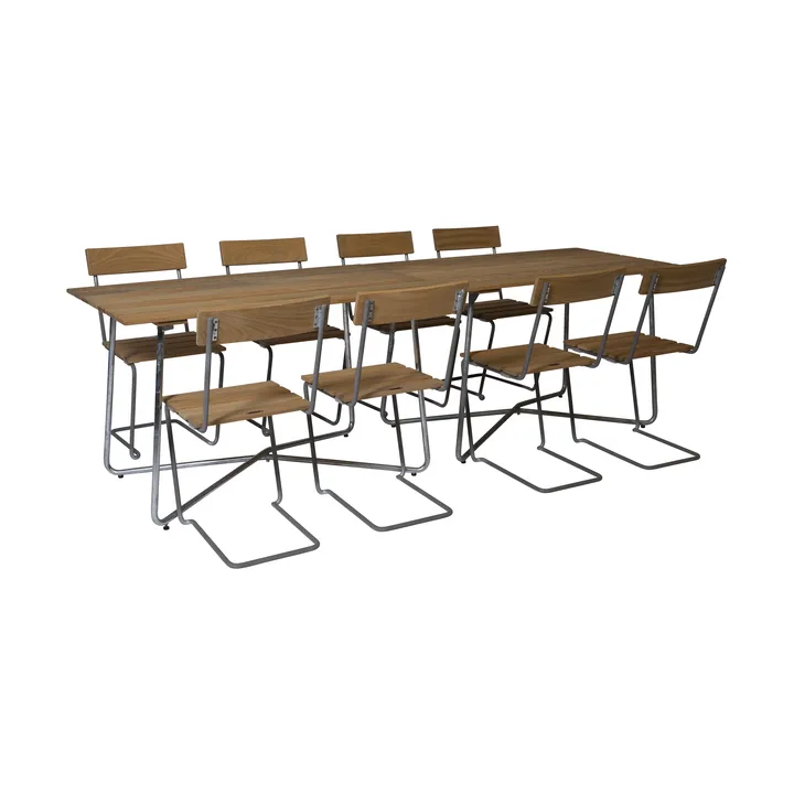 Conjunto de comedor Grythyttan 2 uds. B25A + 8 sillas 1, roble aceitado - Grythyttan Stålmöbler