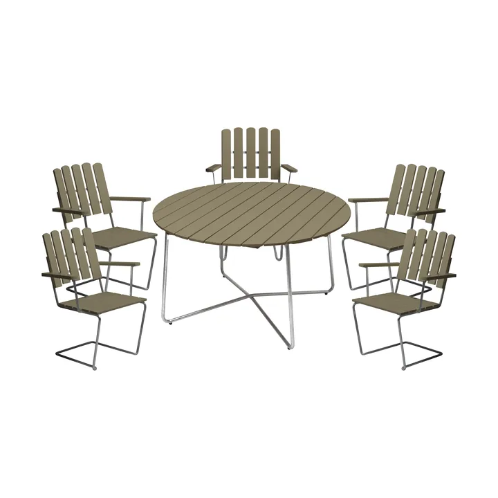 Conjunto de comedor Grythyttan 9A 120 + 5 uds. A2, verde claro - Grythyttan Stålmöbler