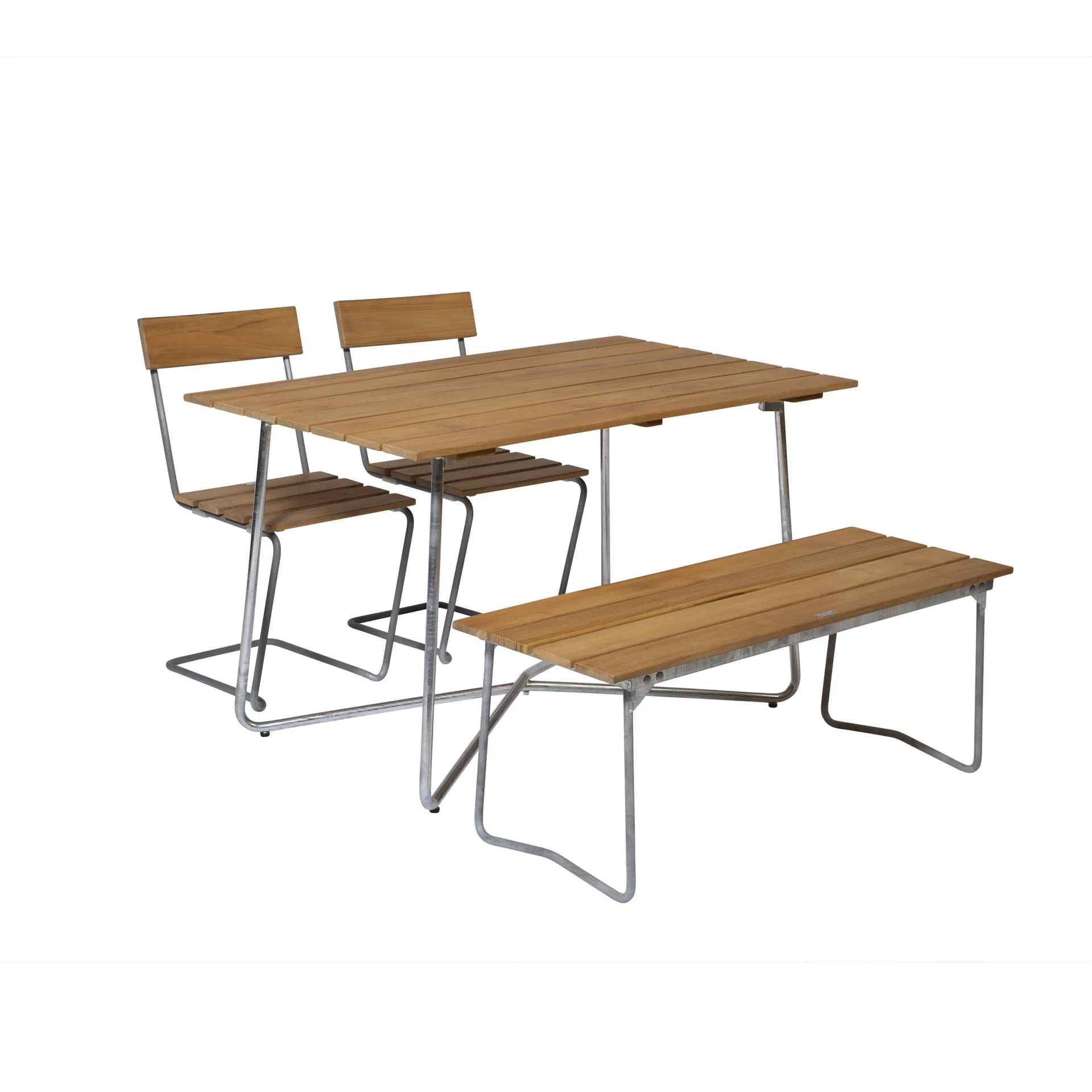 Conjunto de comedor Grythyttan B25A + 2 sillas 1 + Banco 8, teca Grythyttan Stålmöbler