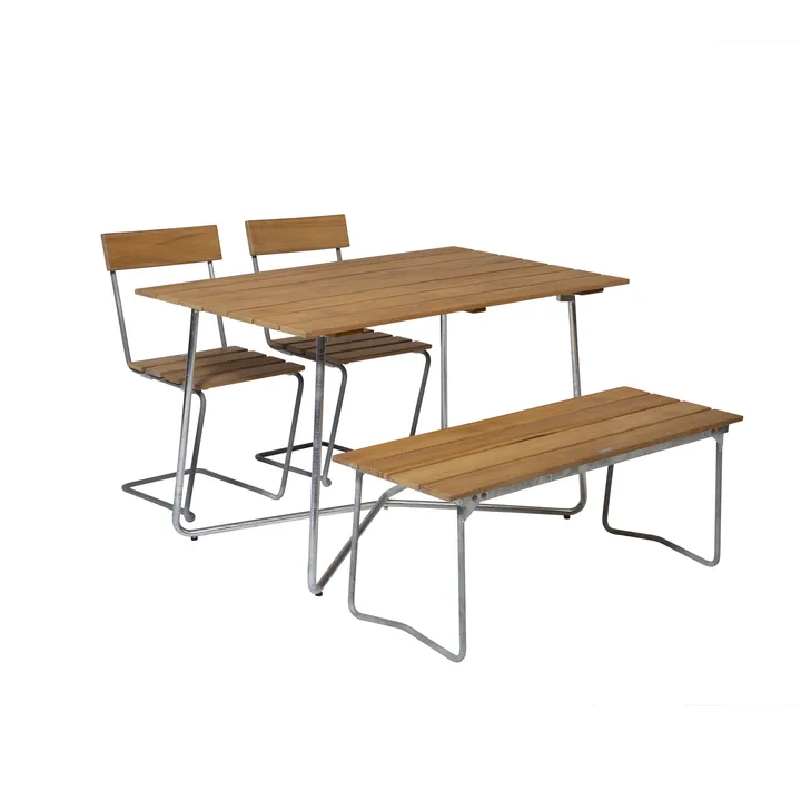 Conjunto de comedor Grythyttan B25A + 2 sillas 1 + Banco 8, teca - Grythyttan Stålmöbler