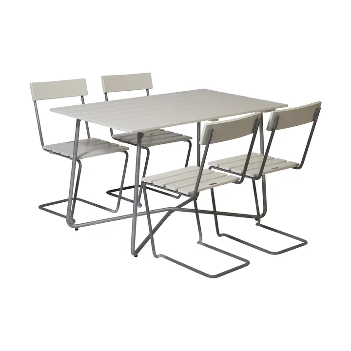 Conjunto de comedor Grythyttan B25A + 4 sillas 1, roble lacado blanco - Grythyttan Stålmöbler