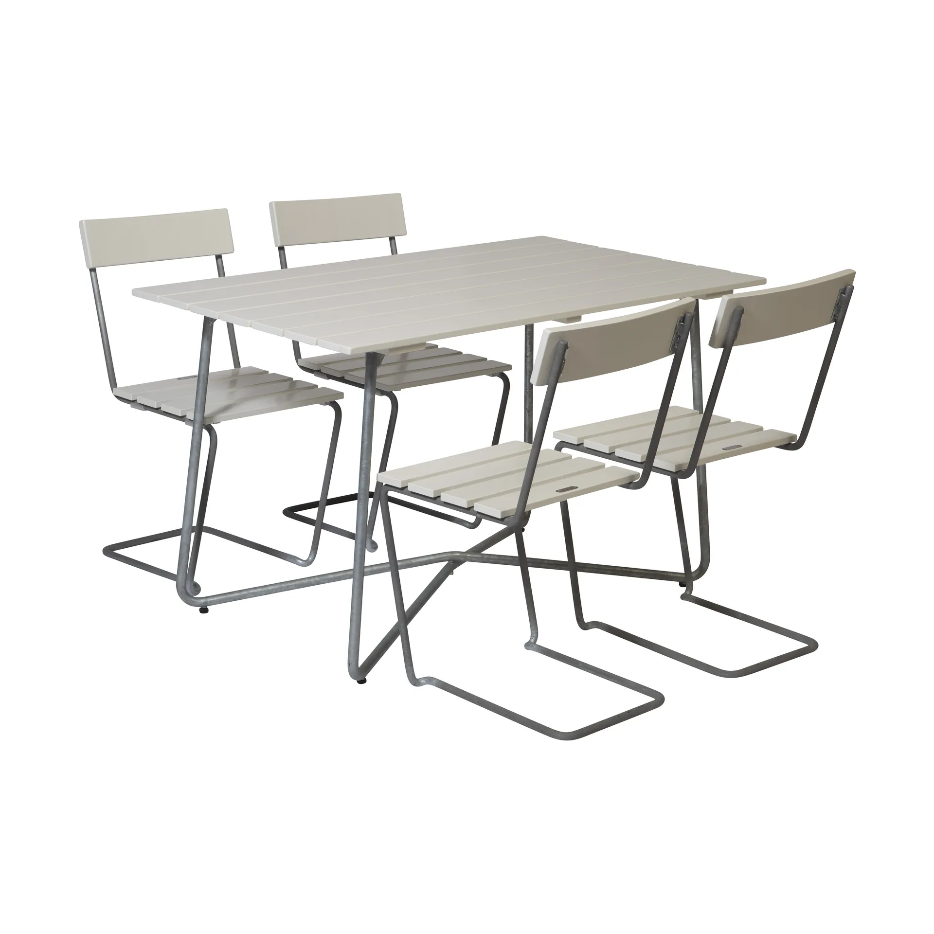 Conjunto de comedor Grythyttan B25A + 4 sillas 1, roble lacado blanco Grythyttan Stålmöbler