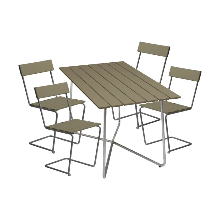 Conjunto de comedor Grythyttan B25A + 4 sillas 1, verde claro - Grythyttan Stålmöbler