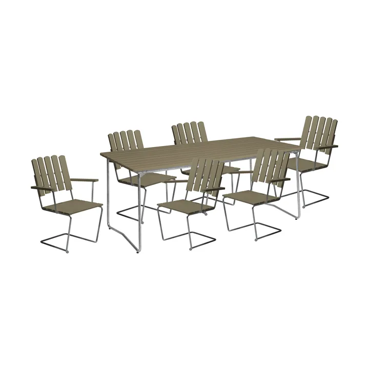 Conjunto de comedor Grythyttan B31 170 + 6 uds. A2, verde claro - Grythyttan Stålmöbler