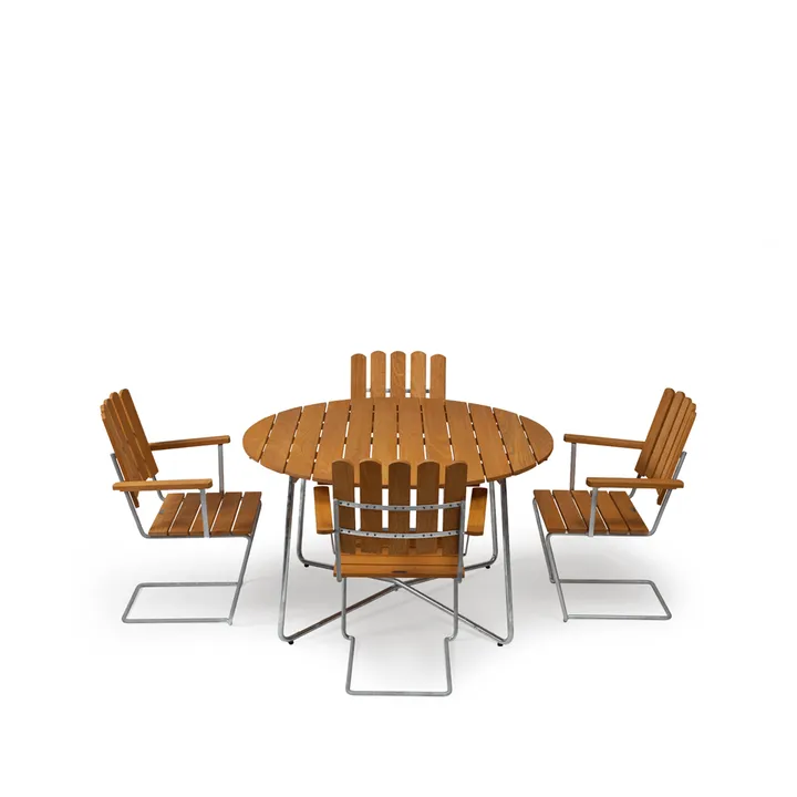 Conjunto de mesa y sillas Grythyttan ø120 cm - roble aceitado - Grythyttan Stålmöbler