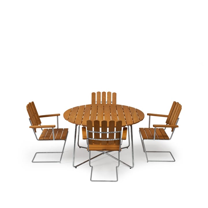 Conjunto de mesa y sillas Grythyttan ø120 cm - roble aceitado - undefined - Grythyttan Stålmöbler