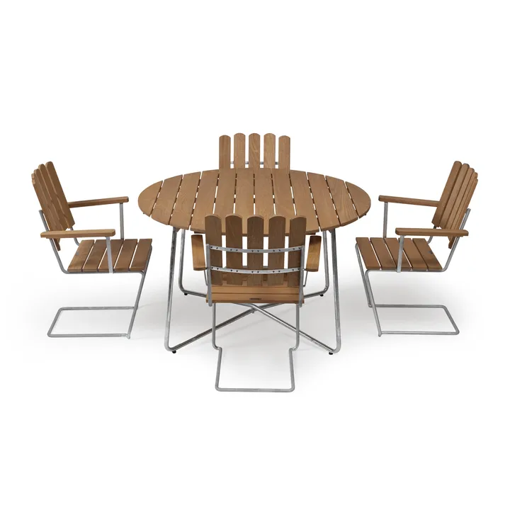 Conjunto de mesa y sillas Grythyttan ø120 cm - teca - Grythyttan Stålmöbler