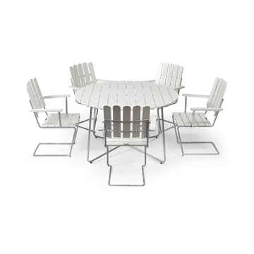 Conjunto de mesa y sillas Grythyttan blanco 9A Ø120cm + 5 A2 - Grythyttan Stålmöbler
