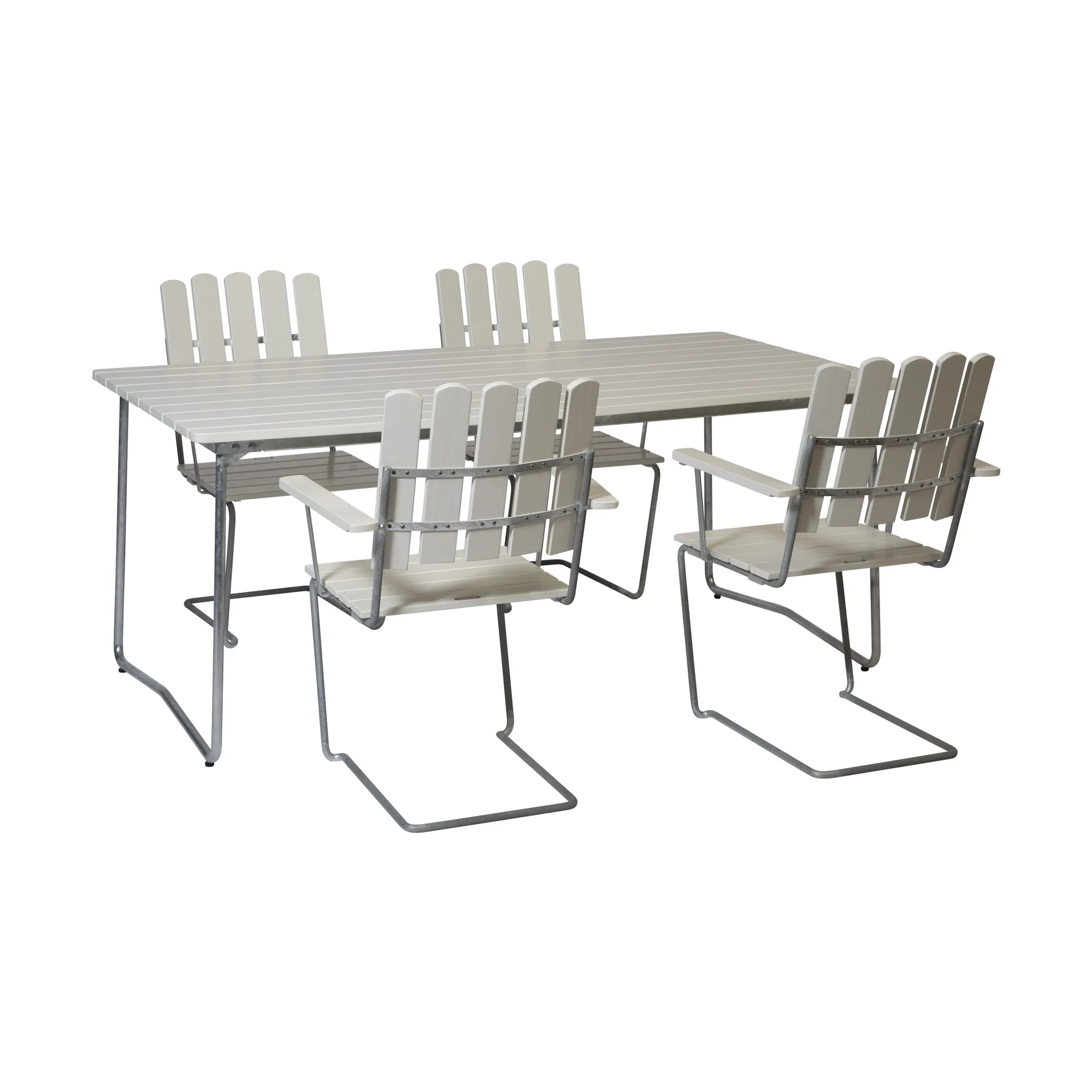 Conjunto de mesa y sillas Grythyttan blanco B31 170 cm + 4 A2 Grythyttan Stålmöbler