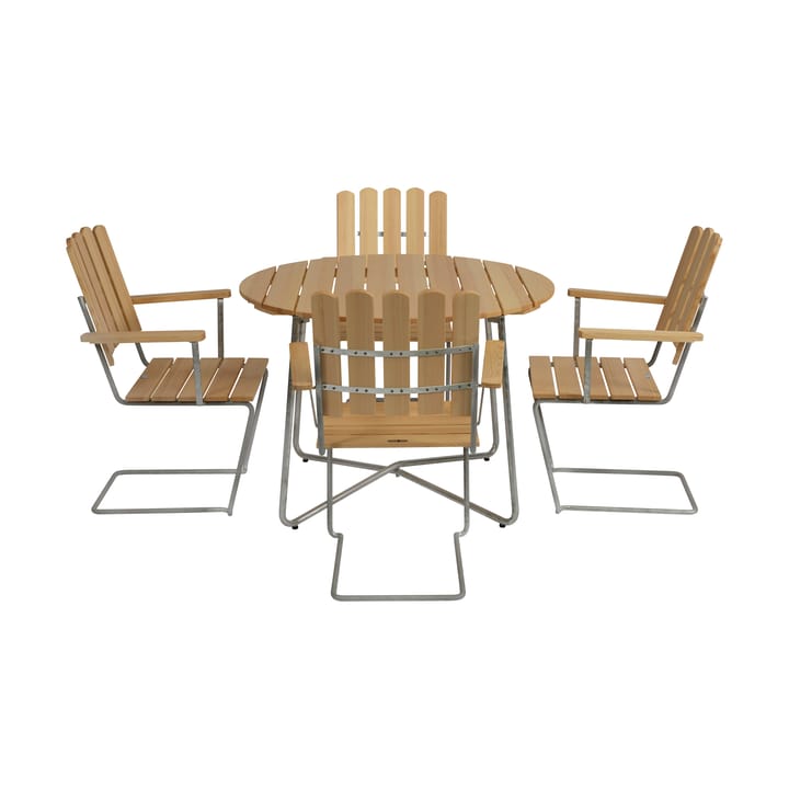 Conjunto de mesa y sillas Grythyttan pino 9A Ø100 cm + 4 A2 Grythyttan Stålmöbler