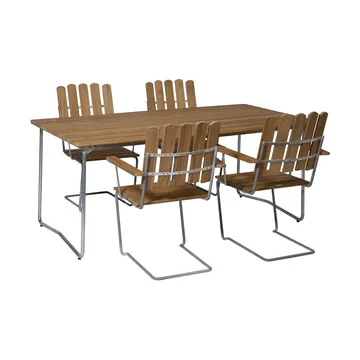 Conjunto de mesa y sillas Grythyttan teca B31 170 cm + 4 A2 - Grythyttan Stålmöbler
