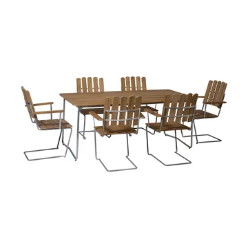 Conjunto de mesa y sillas Grythyttan teca B31 170 cm + 6 A2 - Grythyttan Stålmöbler