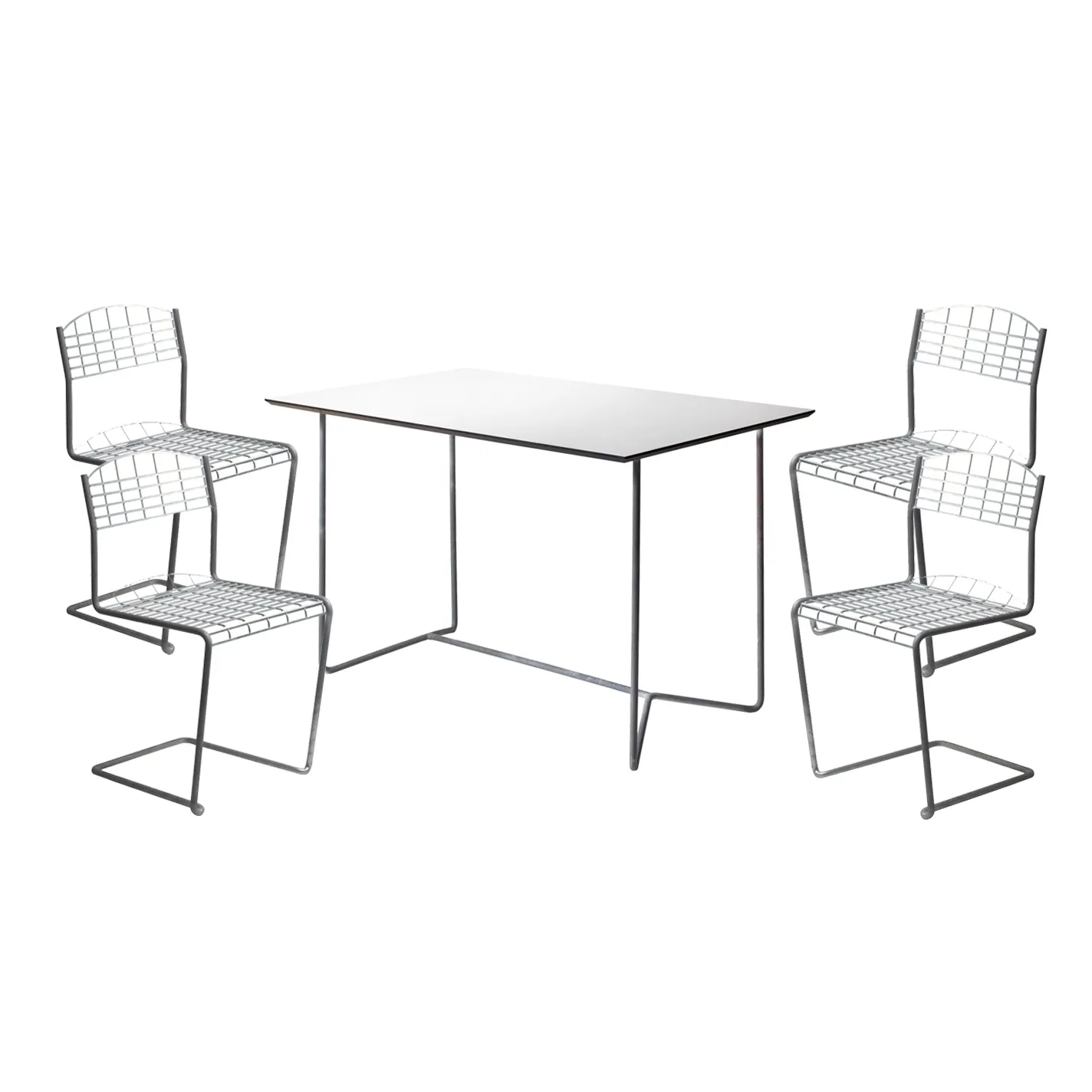 Conjunto de mesa y sillas High Tech - Mesa rectangular,  Grythyttan Stålmöbler