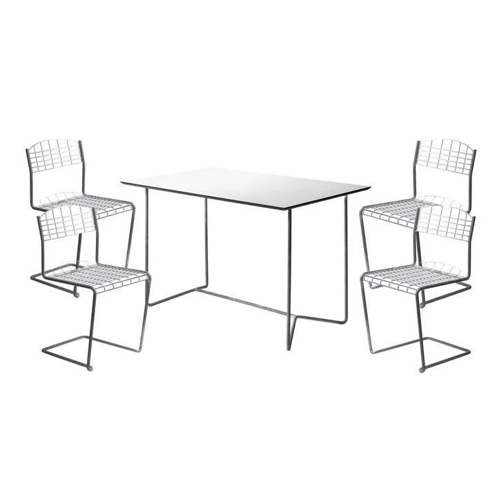 Conjunto de mesa y sillas High Tech - Mesa rectangular - Grythyttan Stålmöbler