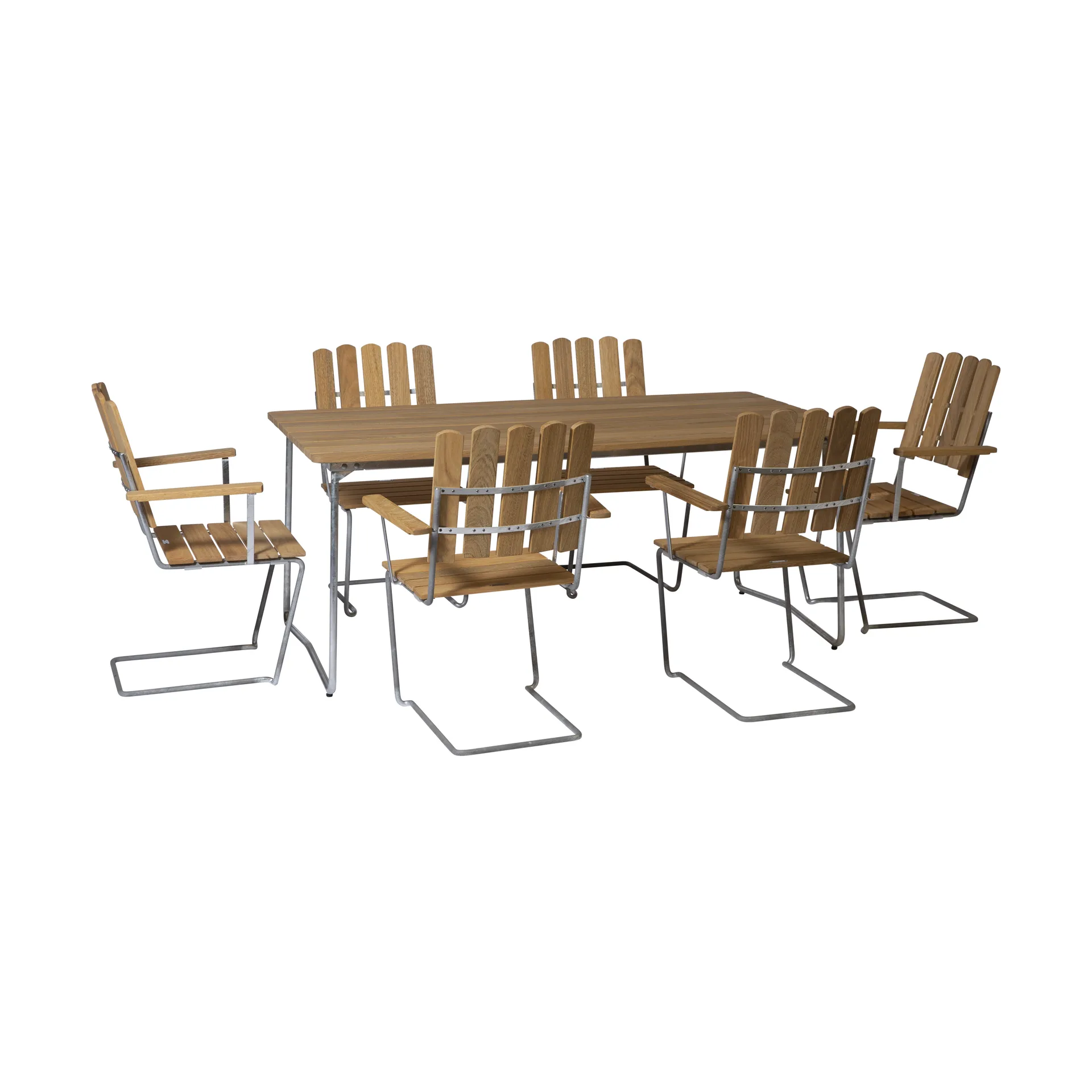 Grythyttan conjunto de comedor roble B31 170cm + 6 A2 Grythyttan Stålmöbler