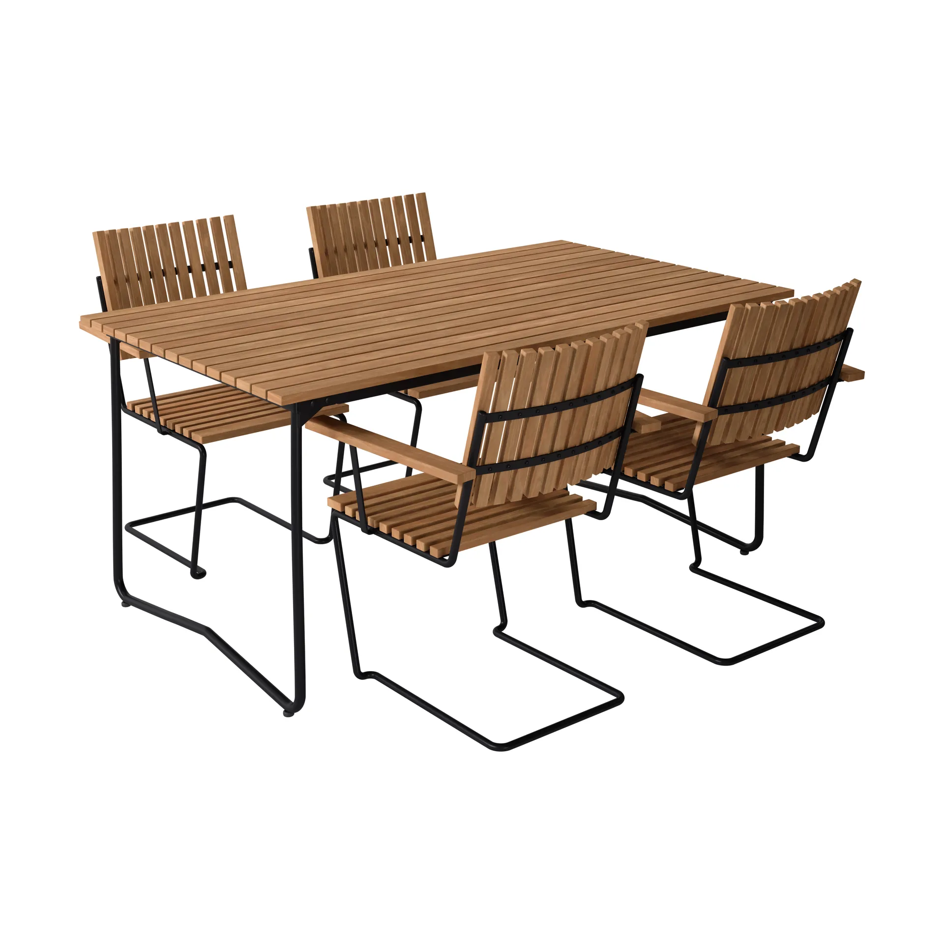 Mesa Bovik + 4 sillas, teca-negro,  Grythyttan Stålmöbler