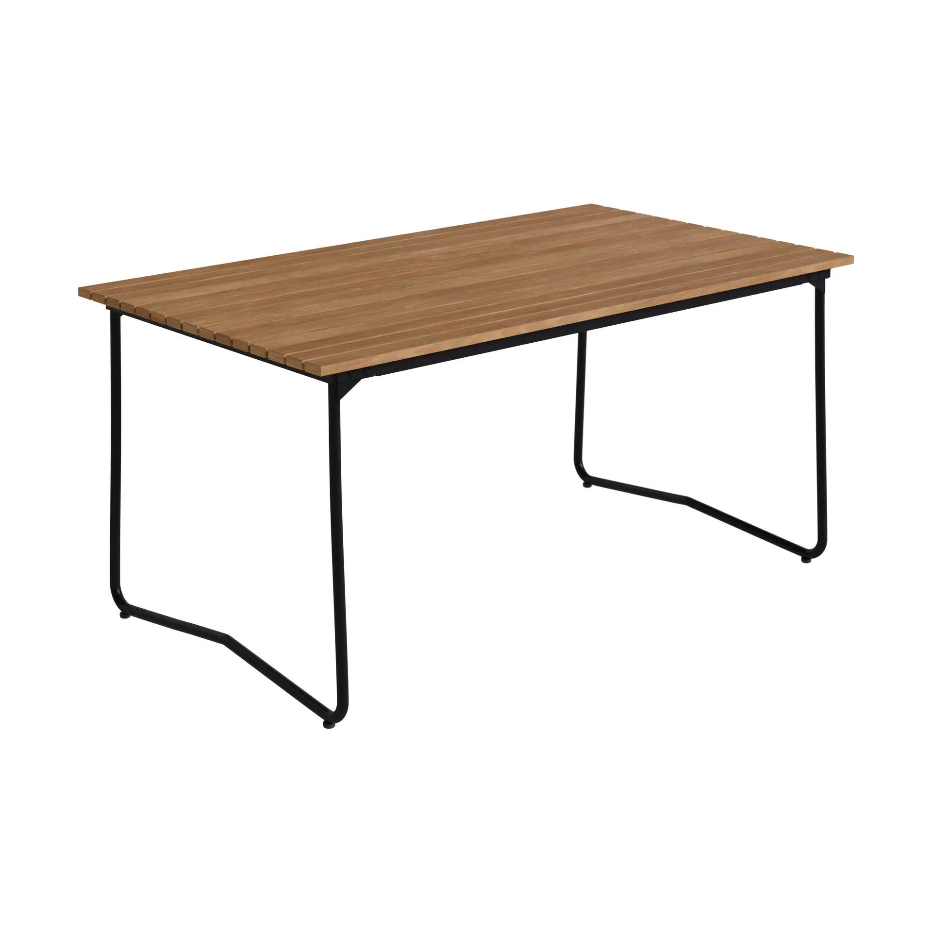 Mesa Bovik, Teca con estructura de acero negra, 150x92 cm Grythyttan Stålmöbler
