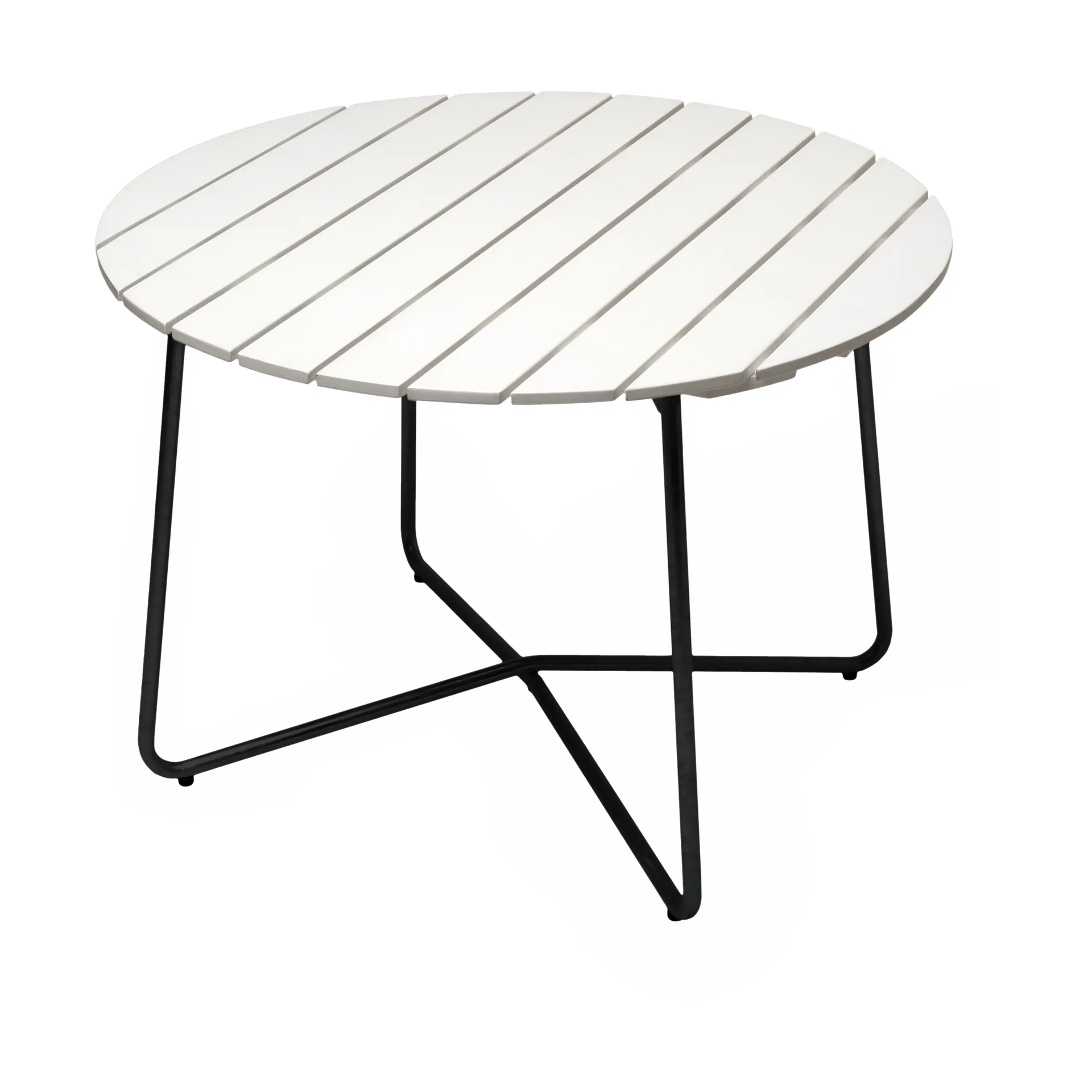 Mesa de comedor 9A, Roble lacado blanco-negro, Ø100 cm Grythyttan Stålmöbler