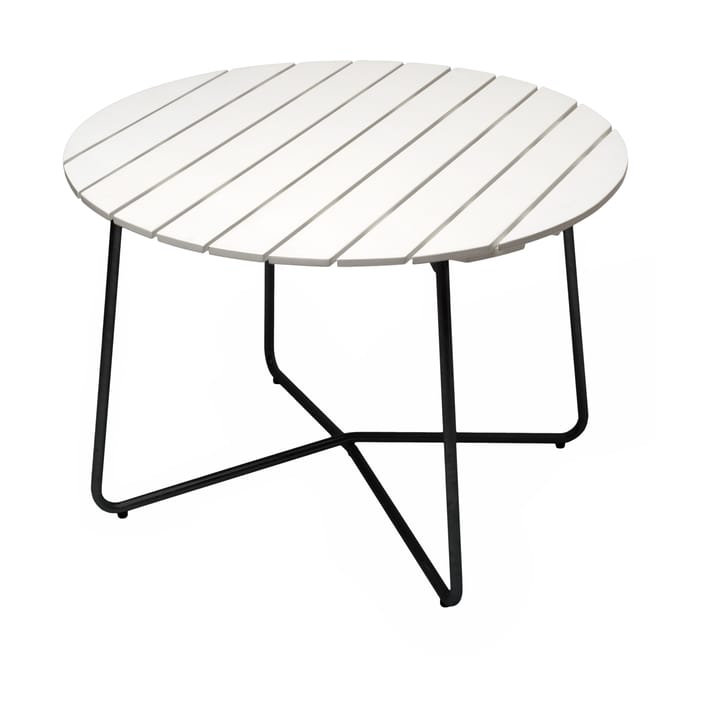 Mesa de comedor 9A - Roble lacado blanco-negro, Ø100 cm - Grythyttan Stålmöbler