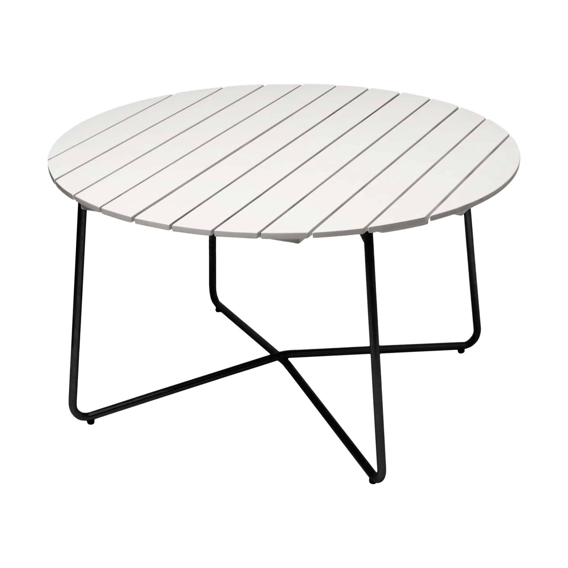 Mesa de comedor 9A, Roble lacado blanco-negro, Ø120 cm Grythyttan Stålmöbler