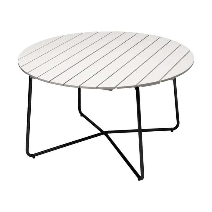 Mesa de comedor 9A - Roble lacado blanco-negro, Ø120 cm - Grythyttan Stålmöbler