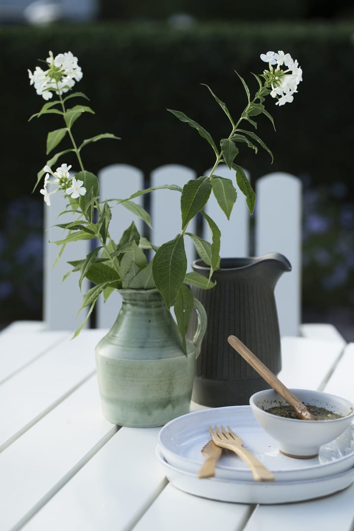 Mesa de comedor 9A, Roble lacado en blanco Ø100 cm Grythyttan Stålmöbler