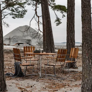 Mesa de comedor 9A - Teak-estructura galvanizada en caliente Ø100 cm - Grythyttan Stålmöbler