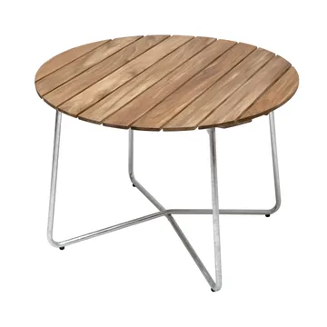 Mesa de comedor 9A - Teak-estructura galvanizada en caliente Ø100 cm - Grythyttan Stålmöbler